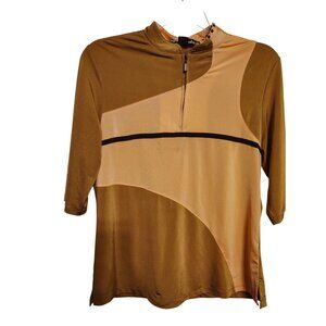 Jamie Sadock Large Gold Pink Top, Active, Golf, 1/4 Zip, Lightweight Womens READ